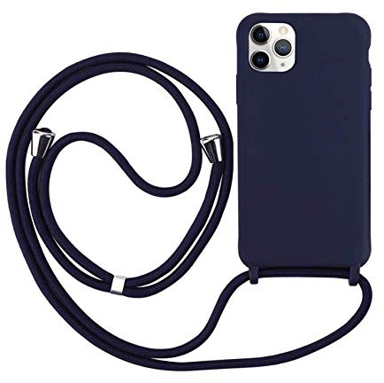 Ququcheng Kompatibel mit iPhone 12/12 Pro(6.1) Hülle,Handykette Hülle Silikon Seil Necklace Handyhülle mit Kordel Tasche TPU Bumper Schutzhülle für iPhone 12/12 Pro(6.1)-Blau