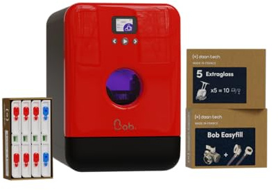 DAAN TECH Bob - Kompakt diskmaskin för 3 kuvert, inbyggbar - fristående, med tank, bärbar - naturlig torkning - tallrik 29 cm - Label Origine France Garantie, ekodesignad (Premium Red)
