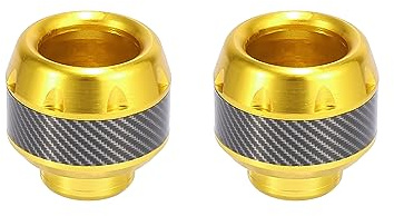 F FIERCE CYCLE Pair Motorcycle Wheel Front Fork Frame Sliders Caps Gold Tone