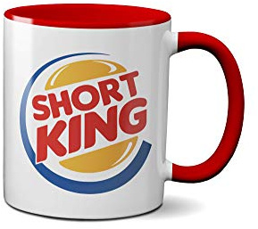 SMARTYPANTS Taza corta King – Divertida taza de comida rápida, idea de regalo, té y café, mango resistente, revestimiento de dinosaurio, apta para lavavajillas y microondas, cerámica por sublimación