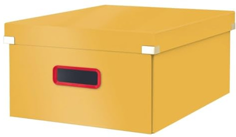 Leitz Click & Store Große Aufbewahrungsbox, Faltbare A3-Aktenbox mit Deckel, Stabiler Premium-Kartonbehälter für die Ablage von Unterlagen, Zuhause/Büro, Cosy Serie, Warmes Gelb, 53490019