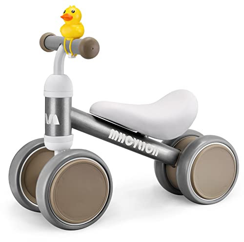 MHCYLION Kinder Laufrad ab 1 Jahr Balance Lauflernrad Spielzeug mit 4 Räder für 10-24 Monate Baby, Erst Rutschrad Fahrrad für Jungen Mädchen als Geschenke Silber