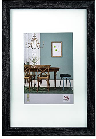 walther design Bilderrahmen dunkelgrau 30 x 45 cm mit Passepartout, Fiorito Holzrahmen EF045D