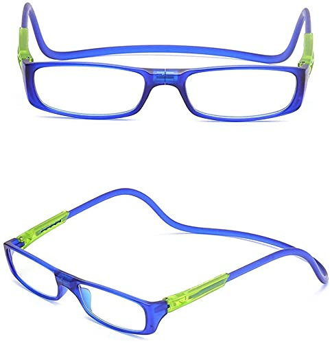 Vordere Magnetische Verbindung Lesebrille, Langstange Einstellbar, Leicht Zu Tragen, Frontverbindungsleser, 2 Stück,Dark blue,+1.5