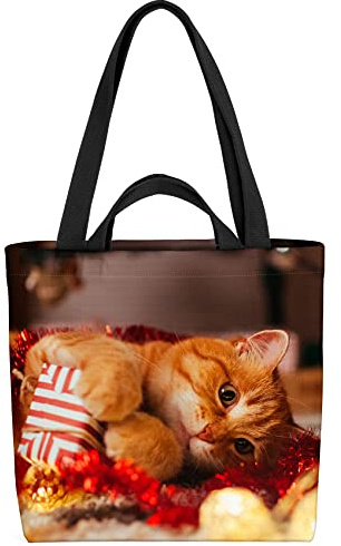 VOID Katze Weihnachten Cristbaum Tasche 33x33x14cm,15l Einkaufs-Beutel Shopper Einkaufs-Tasche Bag