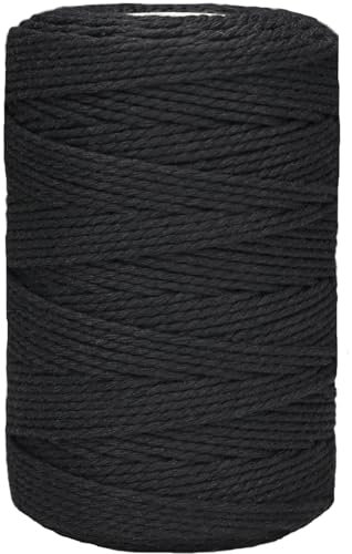 Cuerda de cordel, cuerda de algodón de 500 pies para carnicería, cuerda de cocina para manualidades, asar, envolver regalos, decoración de bricolaje, jardinería, materiales de embalaje, color negro