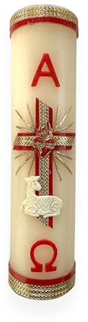 8 x 2 Cirio Paschal Candle Easter Lent Holy Week Cirio Pascual Lamb Cross Alpha Omega