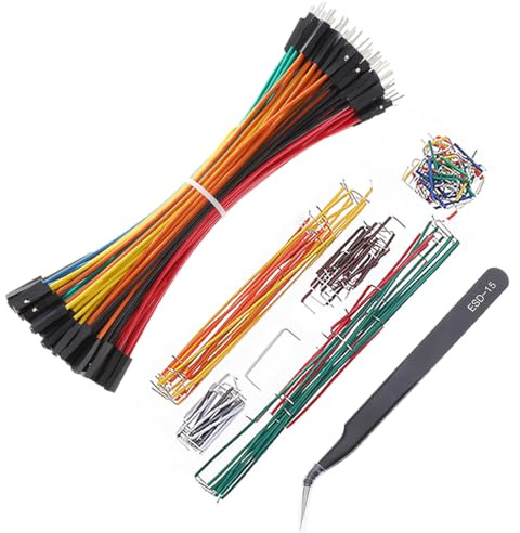 Breadboard Jumper Wires 20AWG Plus 140 Pieces U Shape Preformed And Assorted Jumper Wires Kits Plus ESD Tweezers, Bread board DuPont M/F 0.1'' Head Jumper Wires Cable Kits (6 / MF)