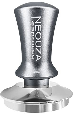 NEOUZA Prensador espresso de 58 mm con resorte para accesorios de máquina de café, antiadherente, autonivelación, mango refinado, base plana de acero inoxidable
