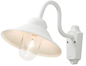 Große LED Außenwandleuchte im Landhausstil aus Aluminium & Klarglas, Weiß