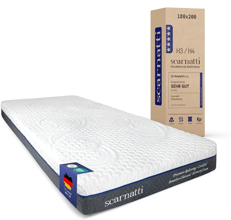 Scarnatti Matratze Gelmatratze mit Druckentlastung H3/H4 (Matratze 180x200cm, Höhe 18 cm)