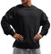Men's Basic Long Sleeve Waffle Sweatshirt Loose Fit Workout Pullover Crewneck Shirt Black M