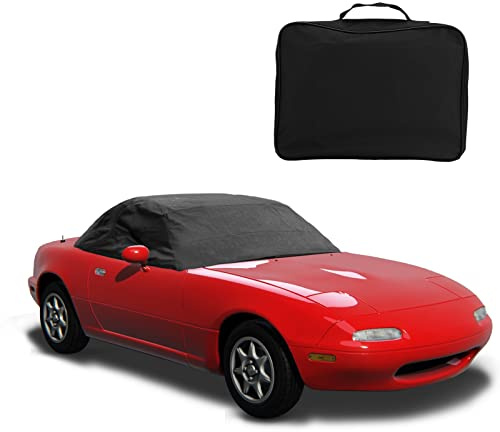 Custom Soft Top Roof Protector Half Cover Compatible with Mazda Miata MX5 MK1 MK2 MK2.5 1989-2005（Black）