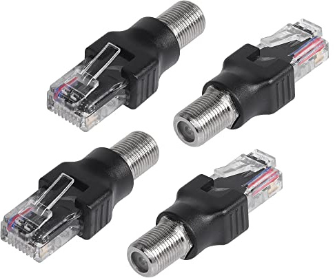 CERRXIAN 4PCS RF to RJ45 Coaxial Converter RF Female to RJ45 Male Coax Barrel Adapters