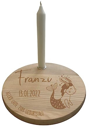 minimutz Geburtstagsteller Holz für Kinder | Personalisierter Kerzenteller Sternzeichen Junge Mädchen | Geburtstagskranz Set mit Kerze | Alternativer Geburtsagszug Sternbild Steinbock