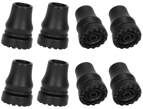 supregear Gehstock Gummihülsen (8er-Pack), 16 mm Rutschfeste Gummipuffer für Standard-Gehstock Klappbarer Gehstock Krücken Zubehör, Schwarz