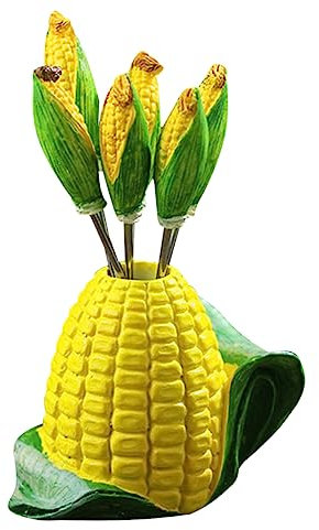 BESTonZON Piques à Fruits Acier Inoxydable Et Résine Forme De Maïs pour Desserts Et Fêtes Maison