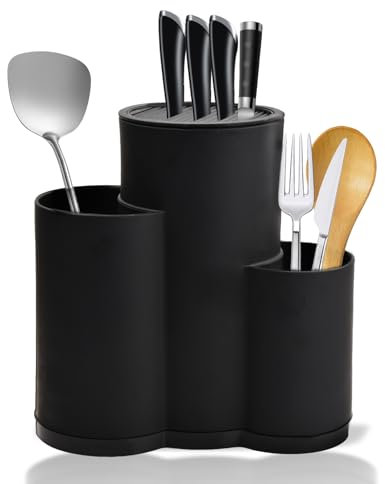 Pinsheng Ceppo portacoltelli da 3 pollici senza coltelli, portacoltelli tondo universale senza portautensili, ceppo portacoltelli vuoto contiene 12 coltelli da 8 pollici, supporto per coltelli