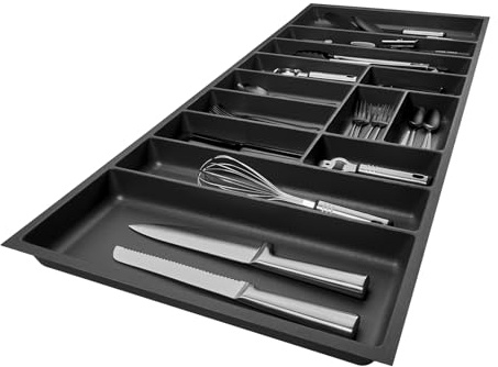 SO-BOX 3 Besteckkasten, Anthrazit, B=109,1 x T=47,3 cm, mit Kanvas-Struktur | Für 120er Nobilia-Schubladen ab August 2012 und weitere Küchen, Tiefe 47,3 cm.