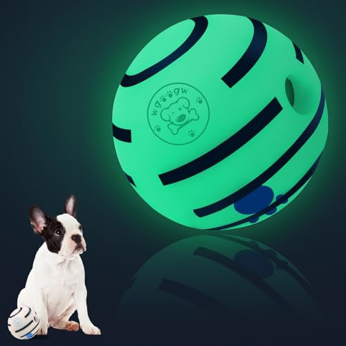 Kichernball für Hunde, interaktives Leuchtball, Hundespielzeug, leuchtet im Dunkeln, Hundeball für kleine Hunde, langlebiger Wackelball, Hundespielzeug zur Linderung von Angstzuständen, lustiges