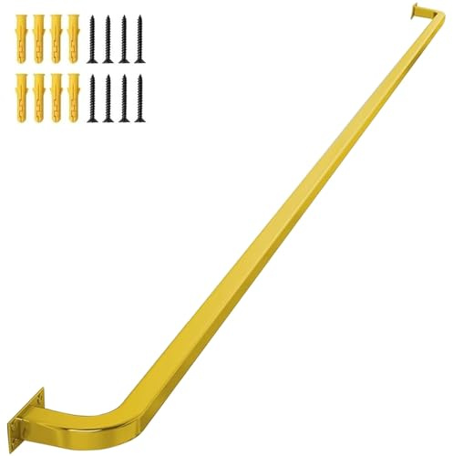 Stair handrailStair Handrail, 1m, 2m, 3m Wall Mount Grab Bar Railing Support Kit, Metal Handrails for Stairs Indoor Outdoor, Gold Industrial Galvanized Pipe Balustrades for Outdoor Steps (S