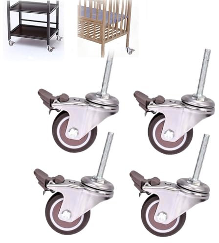 IMUNKT 4er Set Lenkrollen Möbelrollen Mit M8 Gewinde Gummirollen Schwerlastrollen 50mm Für Möbel Trolley Tisch Universalrad Mit Bremse