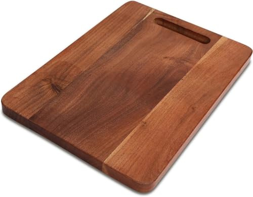 Spiritual Gifts Bamboo Cutting Board with Handle – Heavy Duty Chopping Board for Kitchen Worktop, Meat, Vegetables & Fruit, Durable Wooden Serving Board, Knife Friendly, Easy to Clean 32 x 22 x 2 cm