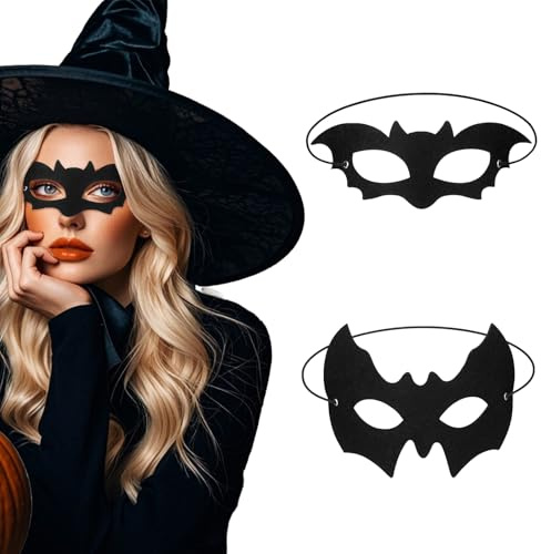 Lufdegim 2 Stück Fledermaus Kostüm Maske, Fledermaus Kostüm Damen Augenmaske Schwarz Maskerade Vampir Gotik Fledermaus Accessoires, Karneval Maske für Karneval Fasching Halloween