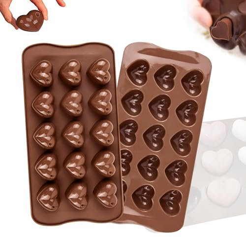 Molde Silicona Chocolate, Molde de Silicona en Forma de Corazón, Moldes Antiadherentes para Cocina, Moldes Reposteria Silicona Formas, Molde para Hornear, Para Diy Bombones Caramelo