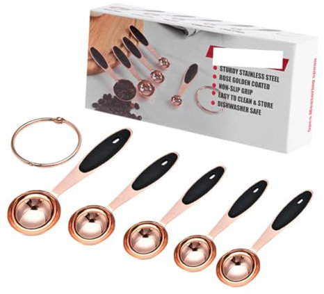 OKUMEYR Measuring Spoon Set Stainless Steel Spoon Kitchen Bakeware Rose Gold Baking Tool for Baking for Kitchen Use