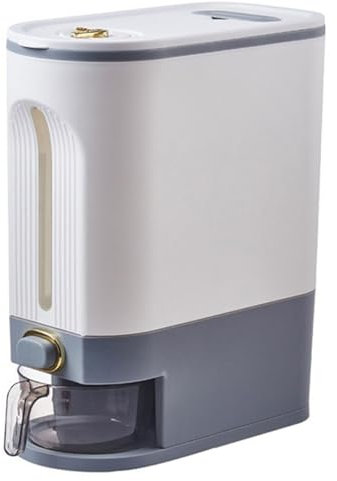 Rice Dispenser 10Kg Rice Container Sealed Large Rice Storage Container with Time Scale Measuring Cup Dispenser Bucket for Home Kitchen Pantry Household