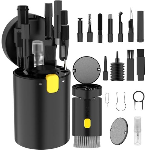 VICHYIE 20 in 1 Tastatur Reinigungsset mit Bürste, Kopfhörer Reinigungsset für AirPods 1/2/3/Pro, PC Reinigungsset Zubehör für Laptop, Handys, Tastatur, Ohrhörer, Kamera (Schwarz)