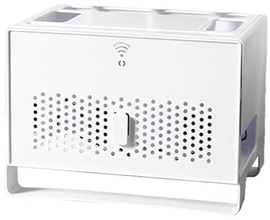 Caja Ocultar Router WiFi Plástico Diseño Multifuncional de Doble Capa Fácil de Limpiar Almacenamiento de Escritorio Soporte Router para Decoración del Hogar(White)
