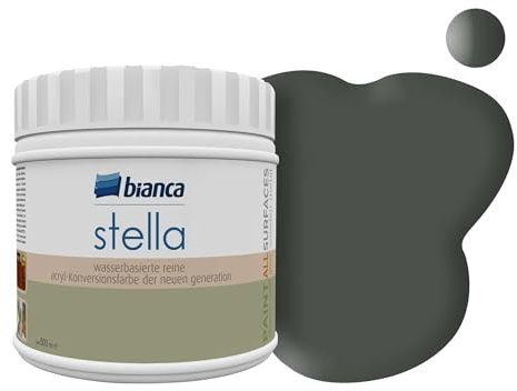 Bianca Stella Universalfarbe Ohne Schleifen - Wasserbasierte Parfümierte Renoiverfarbe für Möbel, Holz, Fliesen, Metall & Kunststoff - Anthrazitgrau, Glänzend, Kratzfest, Hochdeckend, 500ml