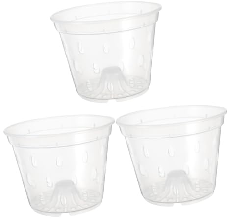 BESPORTBLE 3 Pièces Pot De Plantation Transparent Soucoupe Végétale Usine Jardinières De Pépinière D'orchidées Pots D'extérieur Orchidée Terreau pour Orchidées Écorce D'orchidée Plastique