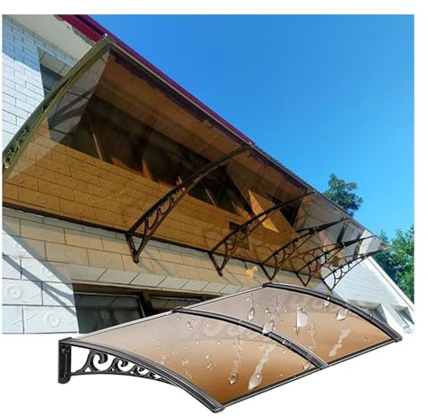 Aluminium-Vordach für die Haustür, 150 x 300 cm, mit Polycarbonat-Dachbahnen, wetterfest und langlebig, ideal für Fenster, Veranda, Terrasse, Schatten (60 x 60 cm)