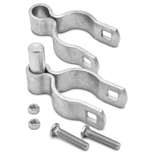 Bisagras de poste de puerta de valla de eslabones de cadena, acero galvanizado resistente, resistente a la corrosión, herrajes para puerta exterior con perno y tuerca, 1 paquete (1-3/8 pulgadas)