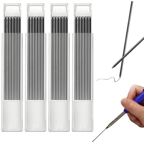 vcsjw 24 Stück Bleistiftminen 2.8mm Bleistiftminen für Tischler,Solide Bleistift Minen Ersatzminen für Architekt Zimmerei Skizzen Schreiben Tieflochmarker,Graphit Minen - Schwarz
