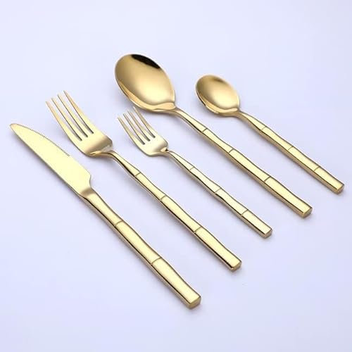 MMRTDJDR Varelle de Table 30 pièces Ensemble d'argenterie Ensemble de Couverts en Acier Inoxydable adaptés à 6 Personnes Couvoirs Set Tools Tools Dinner Service (Gold)