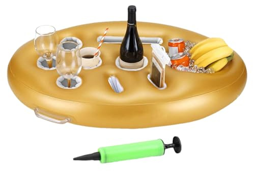 Portavasos inflable de 9 agujeros, cuenco para bebidas de piscina, playa de verano, 72 x 53 x 10 cm, PVC ligero con bomba, mantiene gafas y botellas estables
