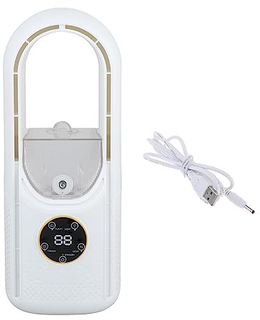 KiBcsLic Aire Acondicionado Portátil, Ventilador de Refrigeración, Enfriador de Aire, Funcionamiento Silencioso con Humidificador, Ventilador de Escritorio per, Blanco 12x30cm