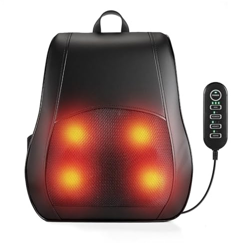 ELEHOT-Store Masajeador de Espalda y Lumbar con Calor - Masajeador Eléctrico 4D Shiatsu para Aliviar Dolor de Espalda Baja y Contracturas - 16 Nodos Automáticos, Regalo para Madre/Padre