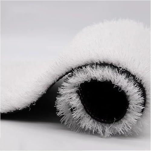 High Density White Artificial Grass Rug -Lawn Mat with Drainage for Home Entryway Balcony and Garden - Non-Fade Turf Roll (1m x 1m)