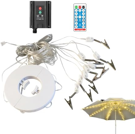 Luci per Ombrelloni - Luci da Esterno per Ombrelloni ad Energia Solare | Illuminazione Ambientale Impermeabile Per Esterni Balcone Gazebo Giardino Piscina Spiaggia