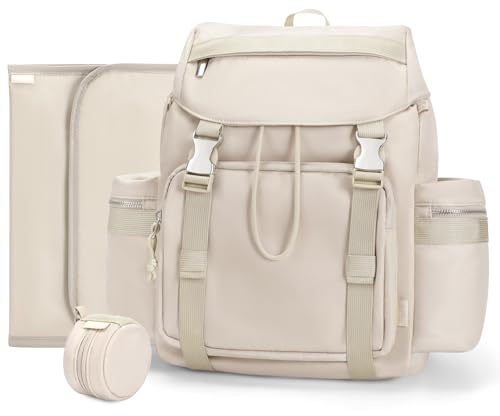 COOLREX Diaper Bag Backpack with Changing Pad, Pacifier Case & Stroller Straps, Insulated Pockets Water Resistant Travel Essentials Baby Bag Multipurpose Travel Back, Big Storage in a Small Footprint
