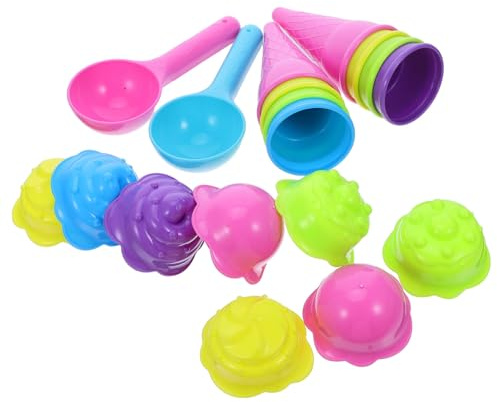 UPKOCH 2sätze Sandformen Junge Mädchen Plastik-eistüten Sandspielzeug mit Schaufel Outdoor Spielzeug für Sandkasten und Strand für Kleinkinder und Junge Mädchen