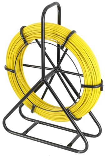 Cozyel Estrattore Cavi in Fibra di Vetro 100m Ø6mm, Tubo per Condotto con Telaio in Acciaio, Guida Passacavi Professionale per Installazioni Elettriche, Telecomunicazioni e Manutenzione Industriale