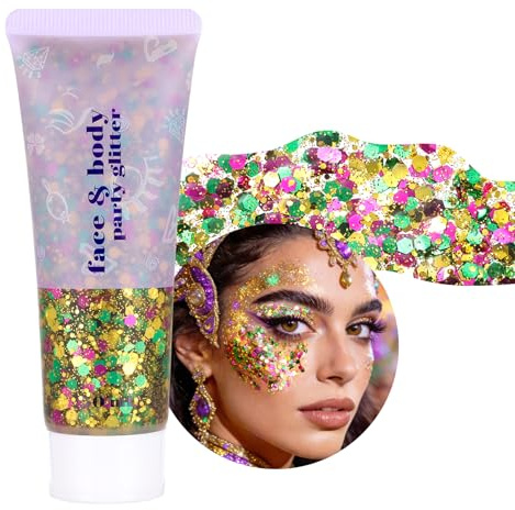 Prreal Gel à paillettes pour le corps, accessoires de fête holographique pour le visage, paillettes épaisses, pour les yeux des cheveux, poudre laser cosmétique, carnaval, festival, maquillage, #16