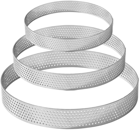 Anelli per Crostata 3 Pezzi, Anelli da Forno Microforati in Acciaio Inossidabile 10/15/20 cm, per Crostate Torte Pasticceria Pizze Muffin