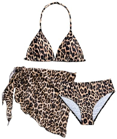 FEOYA Bikini Fille 3 Pièces Anti-UV Ensembles De Bikini Fille sans Manches À Bretelles Réglables Maillots De Bain pour Filles 8-12 Ans